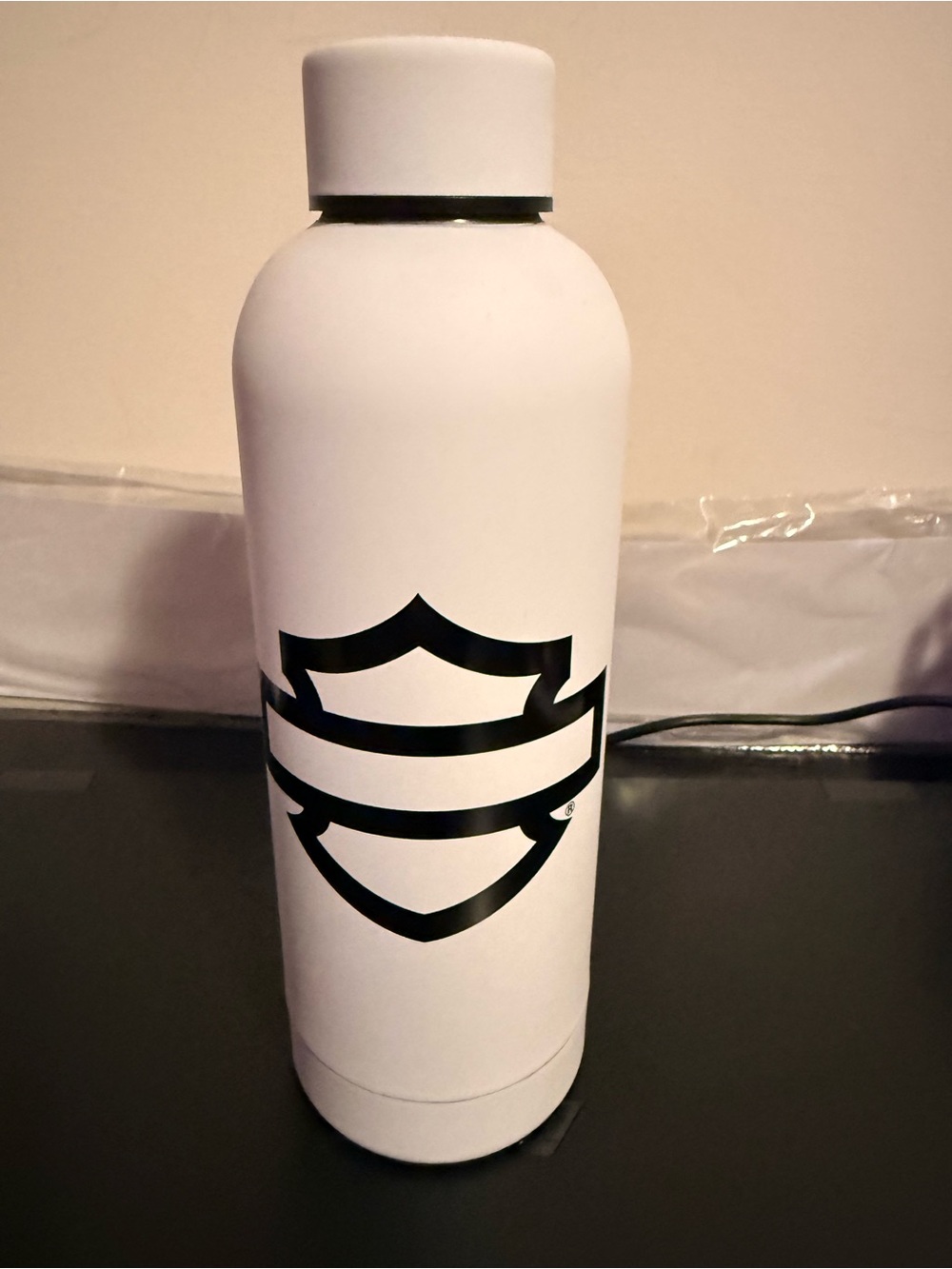 Harley-Davidson White Bottle with Black Shield Logo